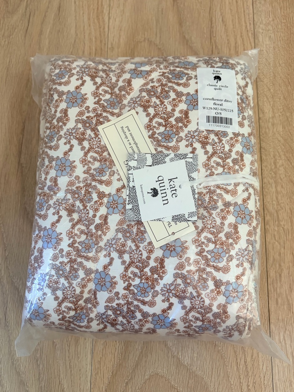 Kate Quinn Cornflower Ditsy Floral Quilt - Blue & Brown